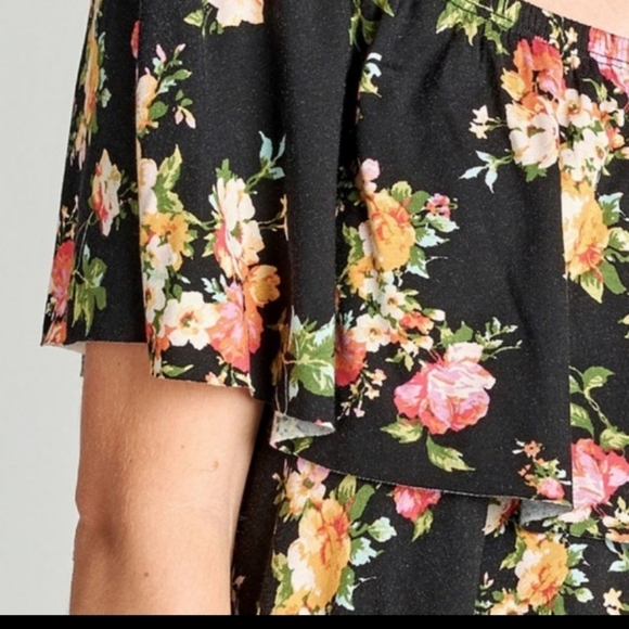 ODDY Floral Black Offshoulder Top New - Picture 6 of 7